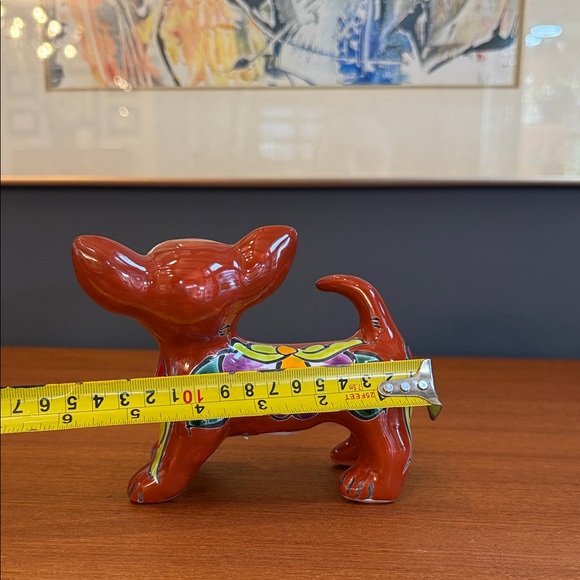Hand-Painted Red Ceramic Chihuahua Figurine Talevera - Picture 7 of 12